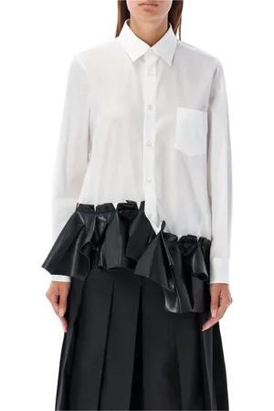 Comme des Garçons Bluser & Skjorter, Dame, Hvid, S, Bomuld, Ruffled Popeline Skjorte