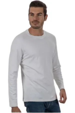 Brunello Cucinelli Top, Herre, Hvid, XL, Bomuld, Langærmet bomuldsjersey T-shirt