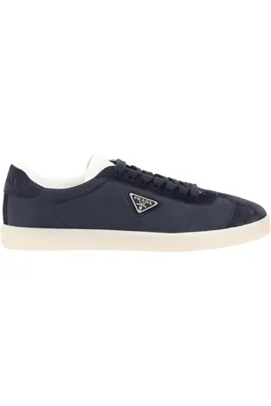 Prada Sko, Herre, Blå, 39 EU, Læder, Lædersneakers med ruskindsdetaljer