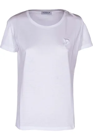 Dondup Top, Dame, Hvid, L, Bomuld, Broderet Logo T-shirt