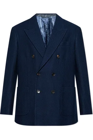 Etro Jakke, Herre, Blå, 2XL, Bomuld, Bomuldsblazer med lukkede revers