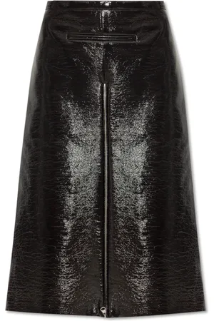 Courrèges Nederdel, Dame, Sort, S, Uld, Vinyl Midi Nederdel