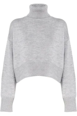 Dondup Strik, Dame, Grå, S, Uld, Grå Uld Turtleneck Sweater
