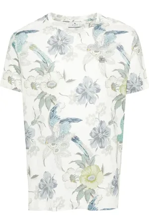 Etro Top, Herre, Hvid, M, Bomuld, T-shirt med grafisk print og rund hals