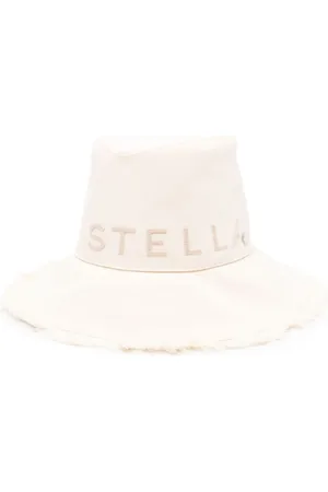 Stella McCartney Tilbehør, Dame, Hvid, 56 CM, Logo Canvas Fedora Hat