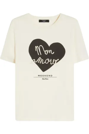 Max Mara Top, Dame, , M, Bomuld, Broderet kortærmet jersey t-shirt
