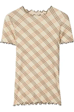 Burberry Top, Dame, , M, Bomuld, T-shirt med ternet mønster i bomuld
