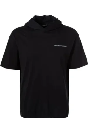 Emporio Armani Top, Herre, Blå, M, Bomuld, Hættetrøje i bomuld med logo patch