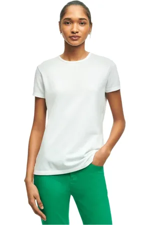 Brooks Brothers Top, Dame, Hvid, L, Bomuld, Supima Cotton Stretch Pique T-Shirt