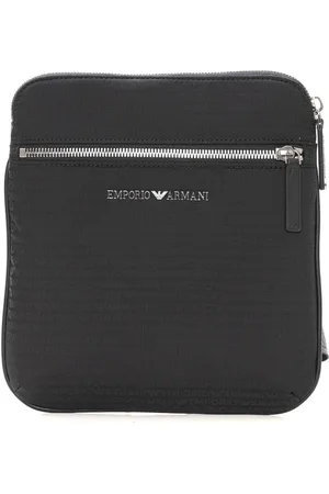 Emporio Armani Taske, Herre, Sort, ONE SIZE, Uld, Justerbar skuldertaske med ekstern lomme
