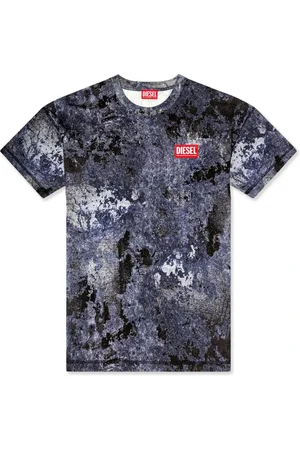 Diesel Top, Herre, Flerfarvet, S, Bomuld, T-shirt med marmoreffekt