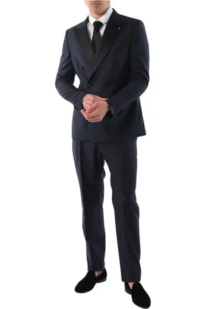 TAGLIATORE Jakkesæt, Herre, Blå, M, Uld, Dobbeltradet Smoking Suit Slim Fit