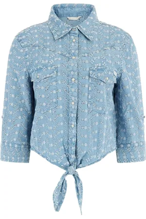 Guess Bluser & Skjorter, Dame, Blå, XS, Rayon, Timeless Knot Blouse