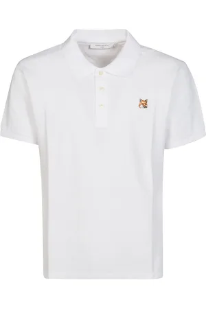 Maison Kitsuné Top, Herre, Hvid, 2XL, Bomuld, Polo Fox Shirt