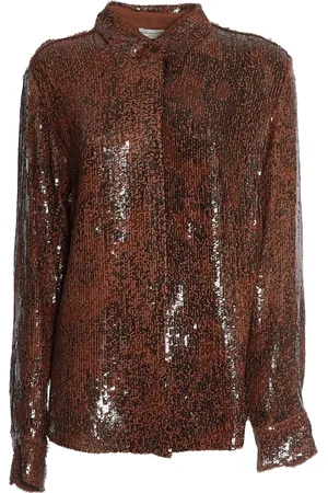 DRIES VAN NOTEN Bluser & Skjorter, Dame, Brun, XS, Sequin Cocoa Skjorte
