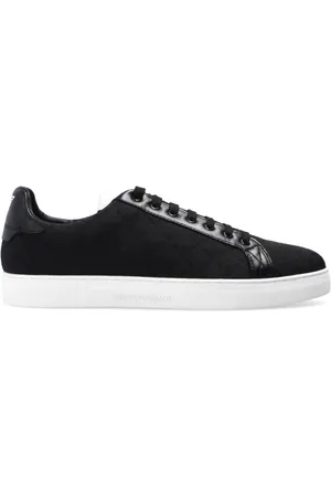 Emporio Armani Sko, Herre, Sort, 39 EU, Nylon, Nylon Sneakers Med Jacquard All-Over Ørn