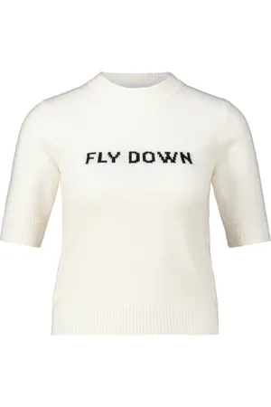 Sportmax Strik, Dame, Hvid, S, Cashmere, Jacquard Logo Cashmere Sweater