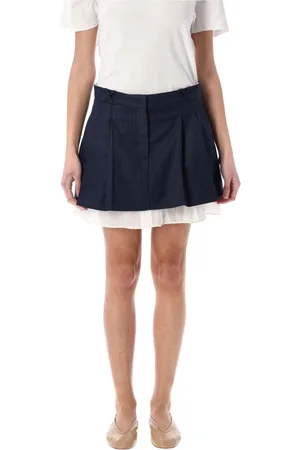 THE GARMENT Nederdel, Dame, Blå, XS, Uld, Marine Pinstripe Mini Nederdel