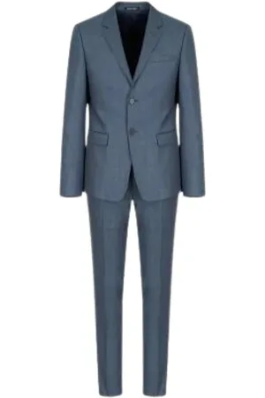 Emporio Armani Jakkesæt, Herre, Blå, XL, Uld, Enkeltknappet ulddragt