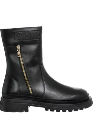 Moschino Sko, Dame, Sort, 36 EU, Læder, Ankelstøvler med lynlås, ensfarvet