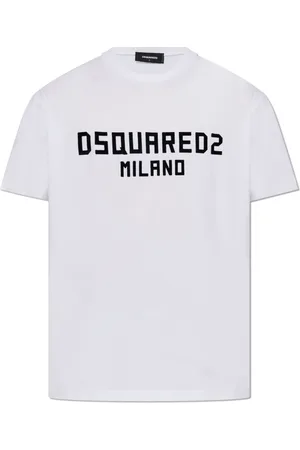 Dsquared2 Top, Herre, Hvid, L, Bomuld, T-shirt med logo i fløjl