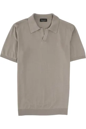 Roberto Collina Top, Herre, Grøn, L, Bomuld, Militærgrøn Strikket V-hals Polo Skjorte