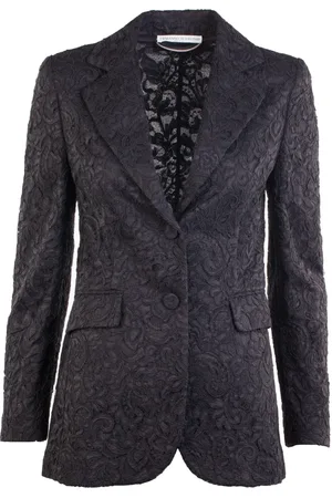 ERMANNO SCERVINO Jakke, Dame, Sort, XS, Bomuld, Sort Blondeblazer med Blonde