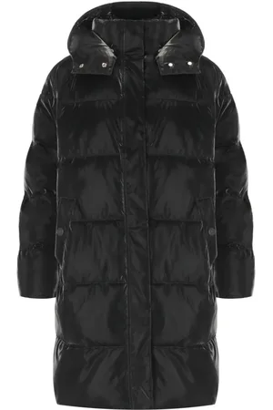 Elisabetta Franchi Frakke, Dame, Sort, S, Satin, Sort Satin Hætteforet Polstret Frakke