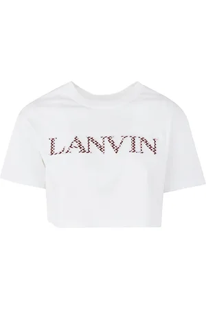 Lanvin Top, Dame, Hvid, S, Bomuld, Curb Embroidered Cropped T-Shirt