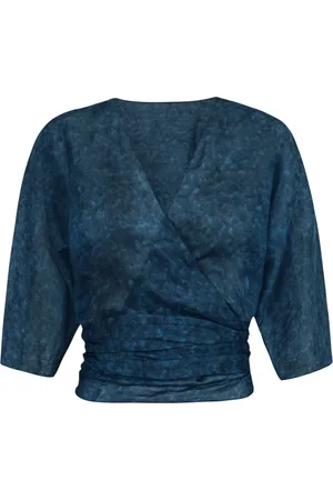 Cortana Bluser & Skjorter, Dame, Blå, M, Bluse med akvarelprint