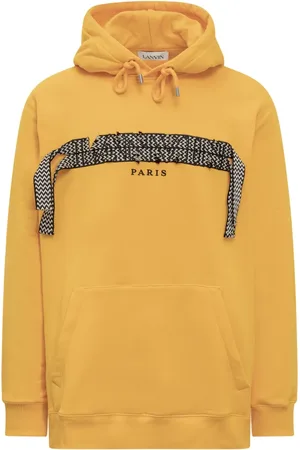 Lanvin Sweathshirts & Hoodies, Herre, Gul, XL, Bomuld, Oversized Hoodie med Curb Logo