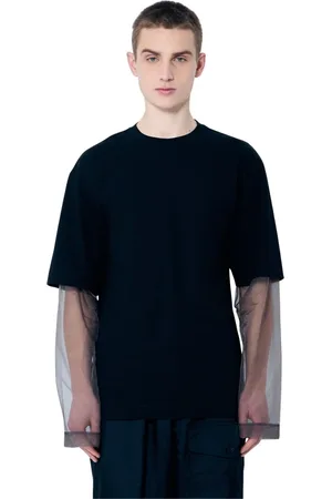 DRIES VAN NOTEN Top, Herre, Sort, M, Bomuld, Bomulds Crewneck Top med Lange Ærmer