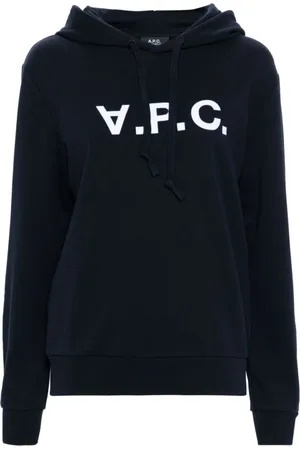 A.P.C. Sweathshirts & Hoodies, Dame, Blå, XL, Bomuld, Cotton Logo Sweater Hoodie