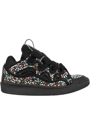 Lanvin Sko, Herre, Sort, 41 EU, Læder, Stenudsmykkede lædersneakers