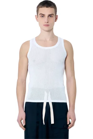 DRIES VAN NOTEN Top, Herre, Hvid, S, Polyester, Open-Knit Tank Top