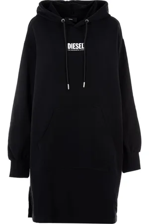 Diesel Sweathshirts & Hoodies, Dame, Sort, 2XS, Bomuld, Sort, sortærmet hoodie-kjole i bomuld