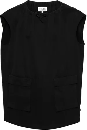 Maison Margiela Top, Dame, Sort, M, Bomuld, Gabardine Mini Kjole med Klaplommer