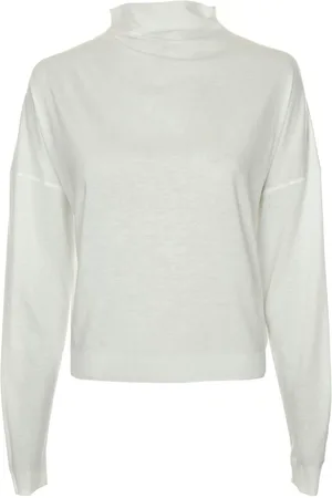 Drykorn Top, Dame, Hvid, XS, Uld, Langærmet Relaxed Fit med Dyb Halsudskæring