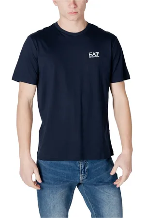 EA7 Top, Herre, Blå, XL, Bomuld, Print Kortærmet T-Shirt