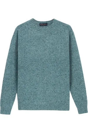 Brooks Brothers Strik, Herre, Blå, M, Uld, Specklet Uld Crewneck Sweater