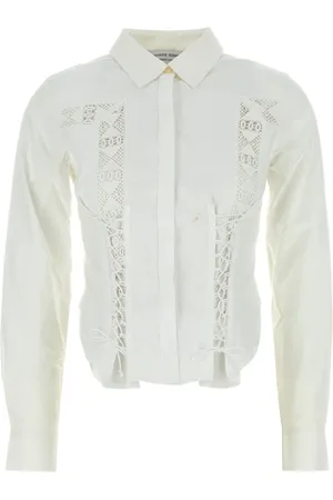 Marine Serre Bluser & Skjorter, Dame, Hvid, M, Bomuld, Upcycled Linen Corset Shirt