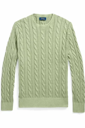 Ralph Lauren Strik, Herre, Grøn, L, Bomuld, Grøn sweater med Pony Broderi