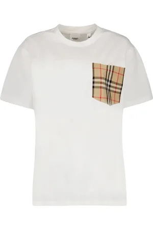 Burberry Top, Dame, Hvid, L, Bomuld, Vintage Check Pocket Tee