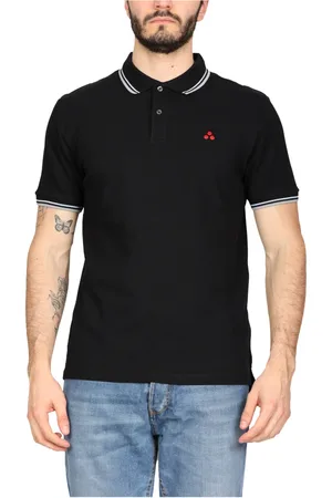 Peuterey Top, Herre, Sort, XL, Bomuld, Sort Polo Skjorte med Broderet Logo