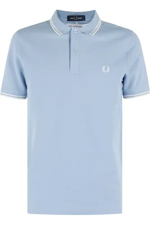 Comme des Garçons Top, Herre, Blå, M, Bomuld, Himmelblå Polo Skjorte med Slogan Print