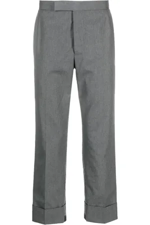 Thom Browne Jeans, Herre, Grå, L, Denim, Backstrap Bukser i Skrivemaskineklæde