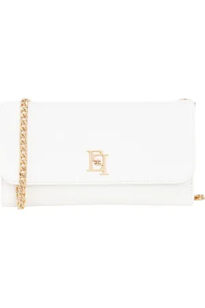 Elisabetta Franchi Tilbehør, Dame, Hvid, ONE SIZE, Uld, Elfenbensfarvet Wallet Taske med Skulderrem