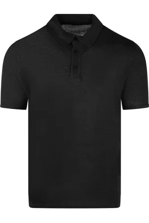 Roberto Collina Top, Herre, Sort, L, Linned, Linned Klassisk Polo Skjorte