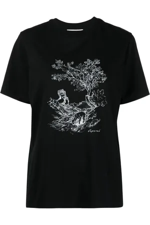 COPERNI Top, Dame, Sort, XS, Bomuld, Boxy T-shirt med Toile de Jouy