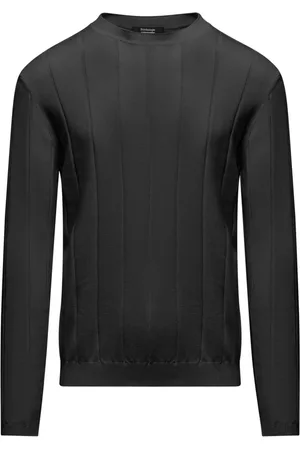 Bomboogie Strik, Herre, Sort, M, Bomuld, Bomulds sweater med brede ribber